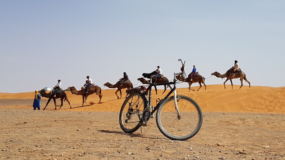 silviacasorran's tweet photo. A #Merzouga #Marroc #Morocco #Marruecos alguns fan #30diesAMBbici #30DEB #30diasenbici #30DOB #30daysofbiking #camelstyle #biciBCN #AMBbici https://t.co/b5fyEGz9E0