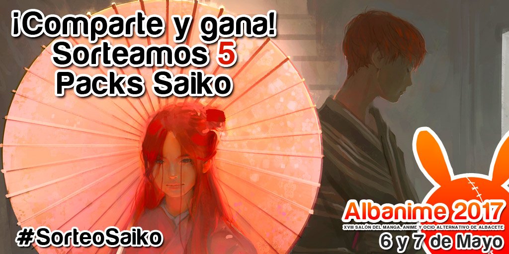 Guille_Neblank's tweet photo. Comparte y disfruta gratis de TODO #Albanime 2017. ¡Regalamos 5 packs Saiko! https://t.co/qjV272deyE #SorteoSaiko https://t.co/aFKql0qzNJ