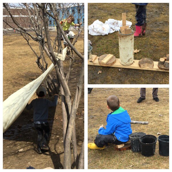 Yesterday was a great day for #looseparts play at @MeadowlandsPS with friends from <a href="/centennialps/">Centennial PS</a> joining in on the fun! Muddy?💯Creativity?💯