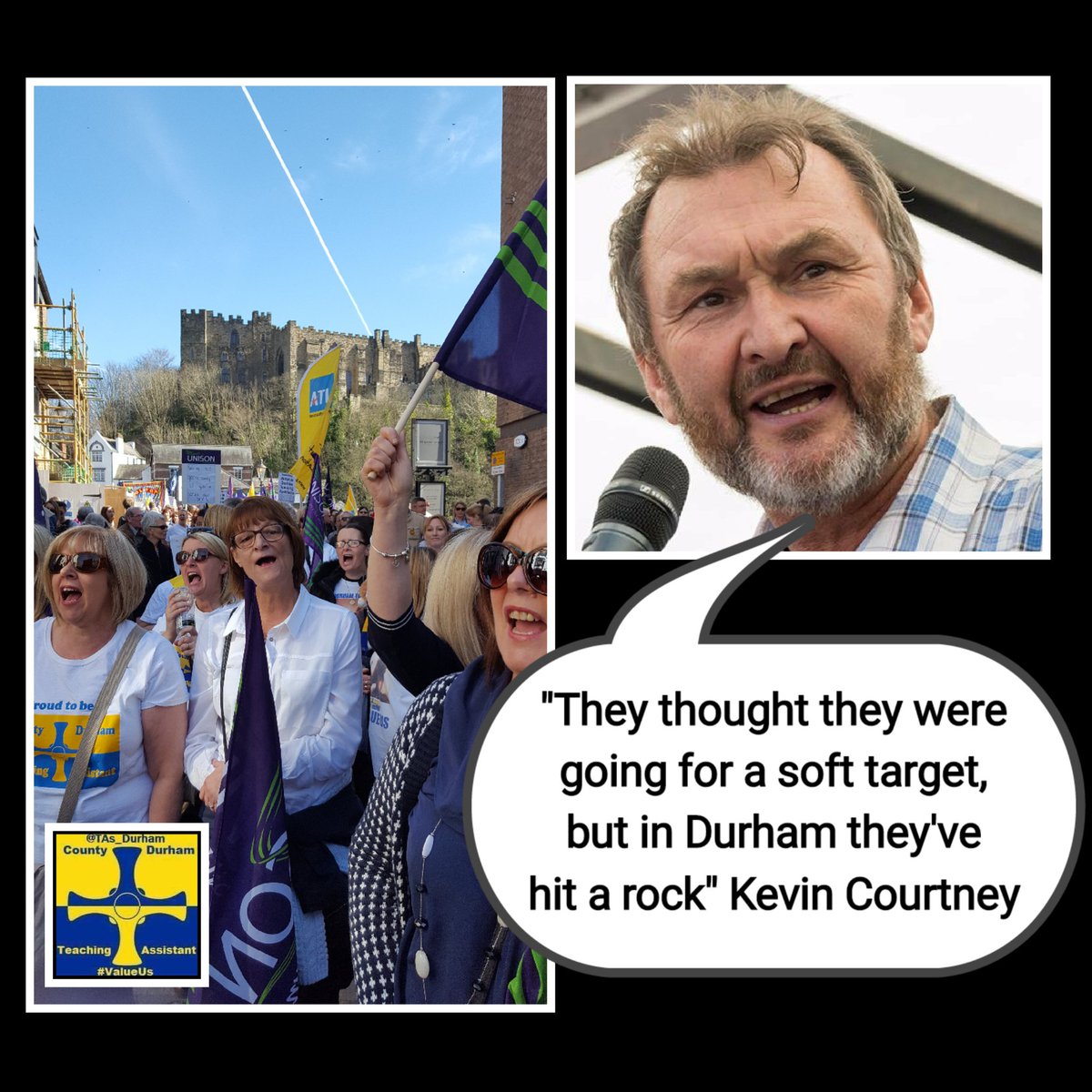 The majority of @TAs_Durham workforce might be female but we are strong &amp; we'll keep going till there's a fair deal for everyone! #valueus