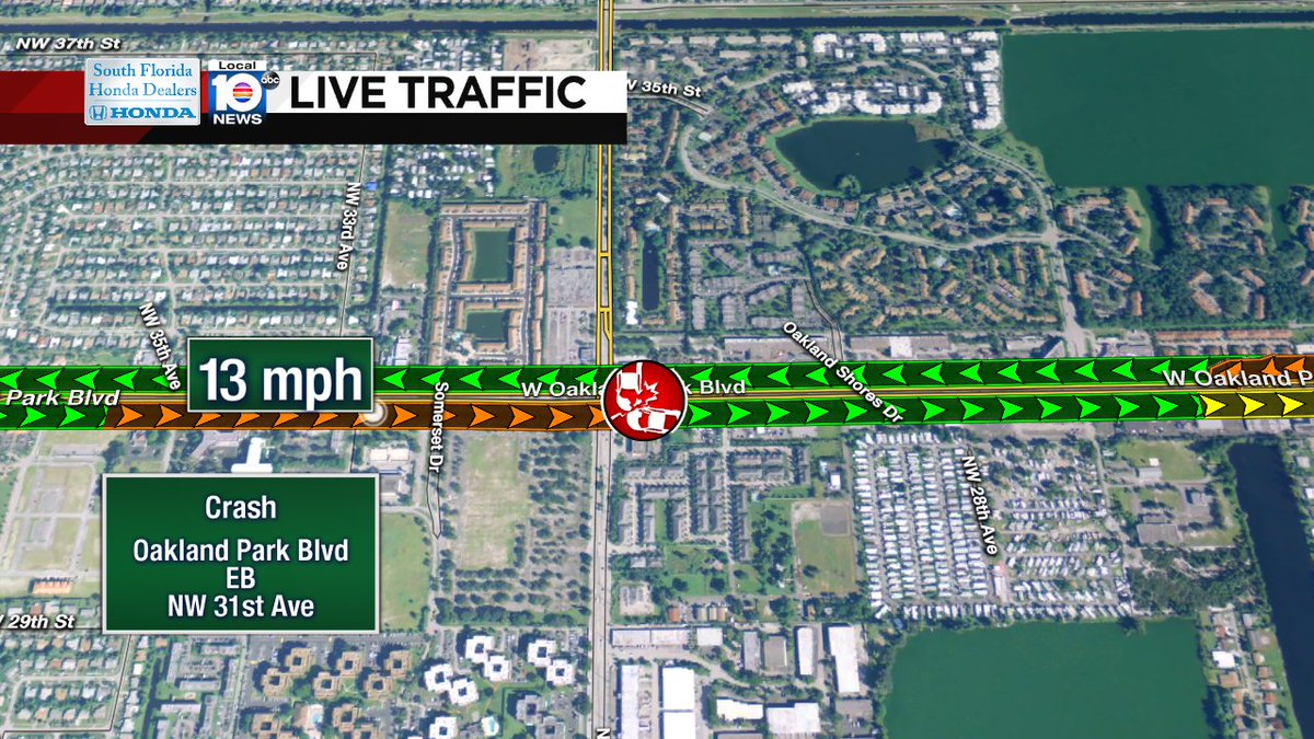 Crash on Oakland Park Blvd EB at NW 31st Ave #traffic https://t.co/OZubGm2bdj