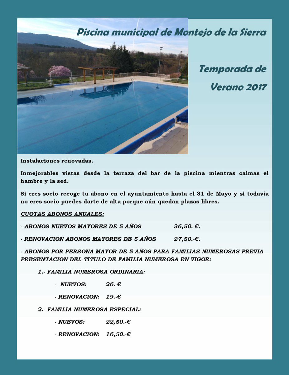 Abono anual para la piscina de Montejo. montejodelasierra.net/noticias-de-mo…