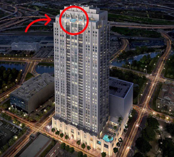 「ヒューストン」w地上152mの高さにある底が透明なプールwww