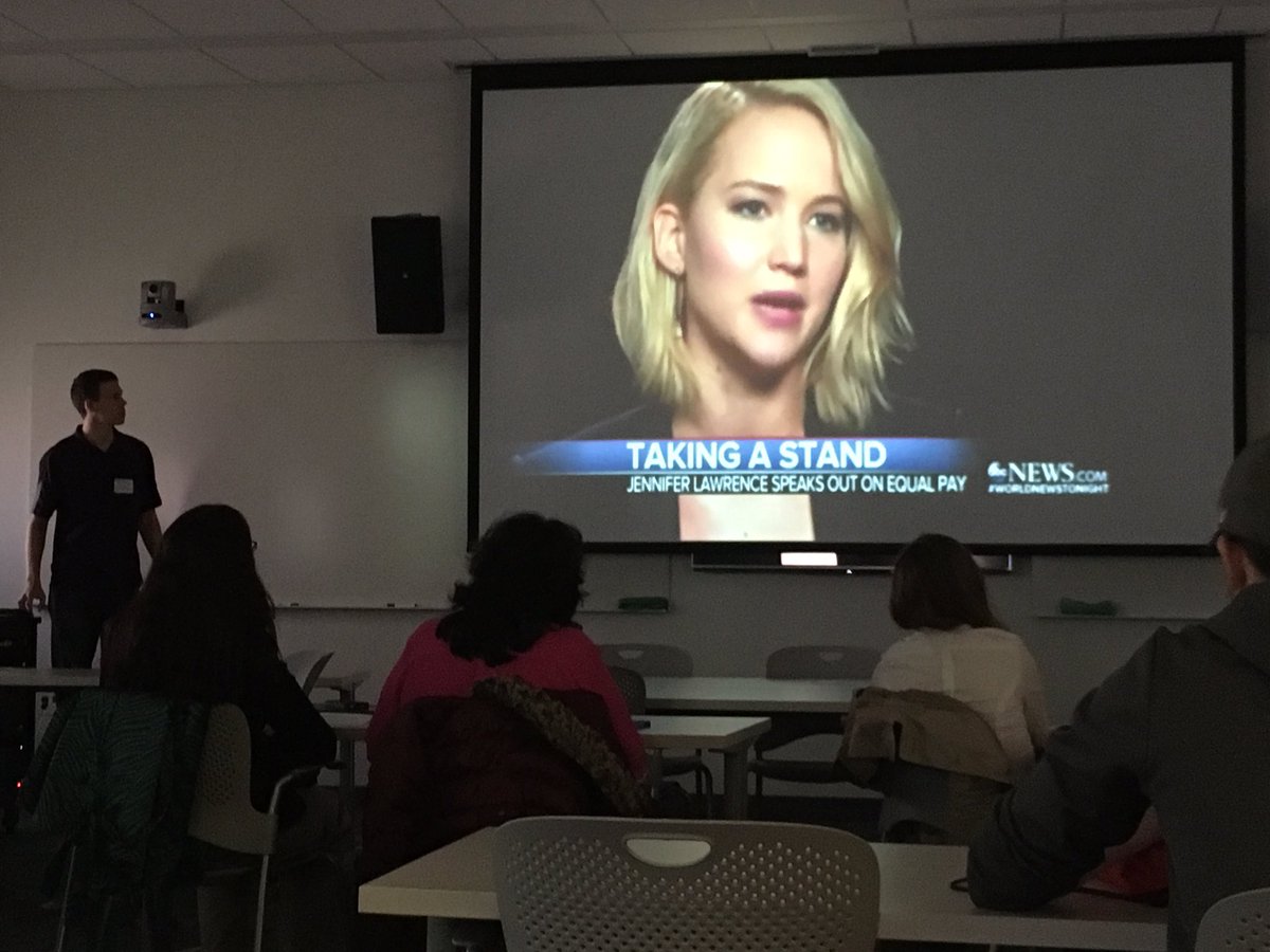 RyanAshR's tweet photo. Student Andrew K. talked about an issue close to my heart, the gender pay gap... even in the entertainment industry! #scholarsday17 https://t.co/t0QCEb9sYK