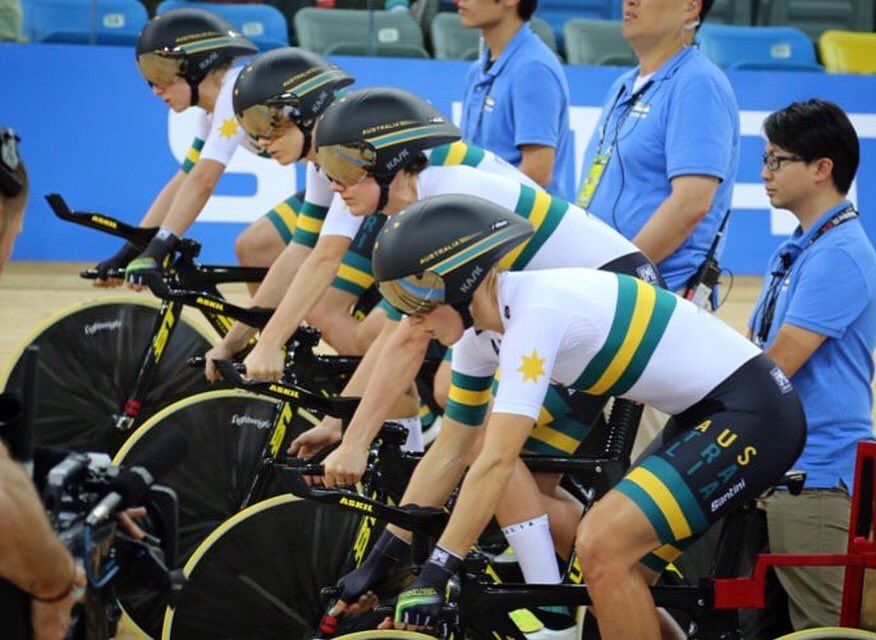 Start line focus. Qualified second fastest in the Team Pursuit. Race Canada in first round tomorrow - winner advancing to gold medal final.