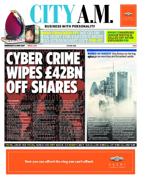 Today's <a href="/CityAM/">City A.M.</a> reports £42bn cyber crime cost. It's now also one of the biggest threats to #smallbiz. FSB can help bit.ly/2nalG0V