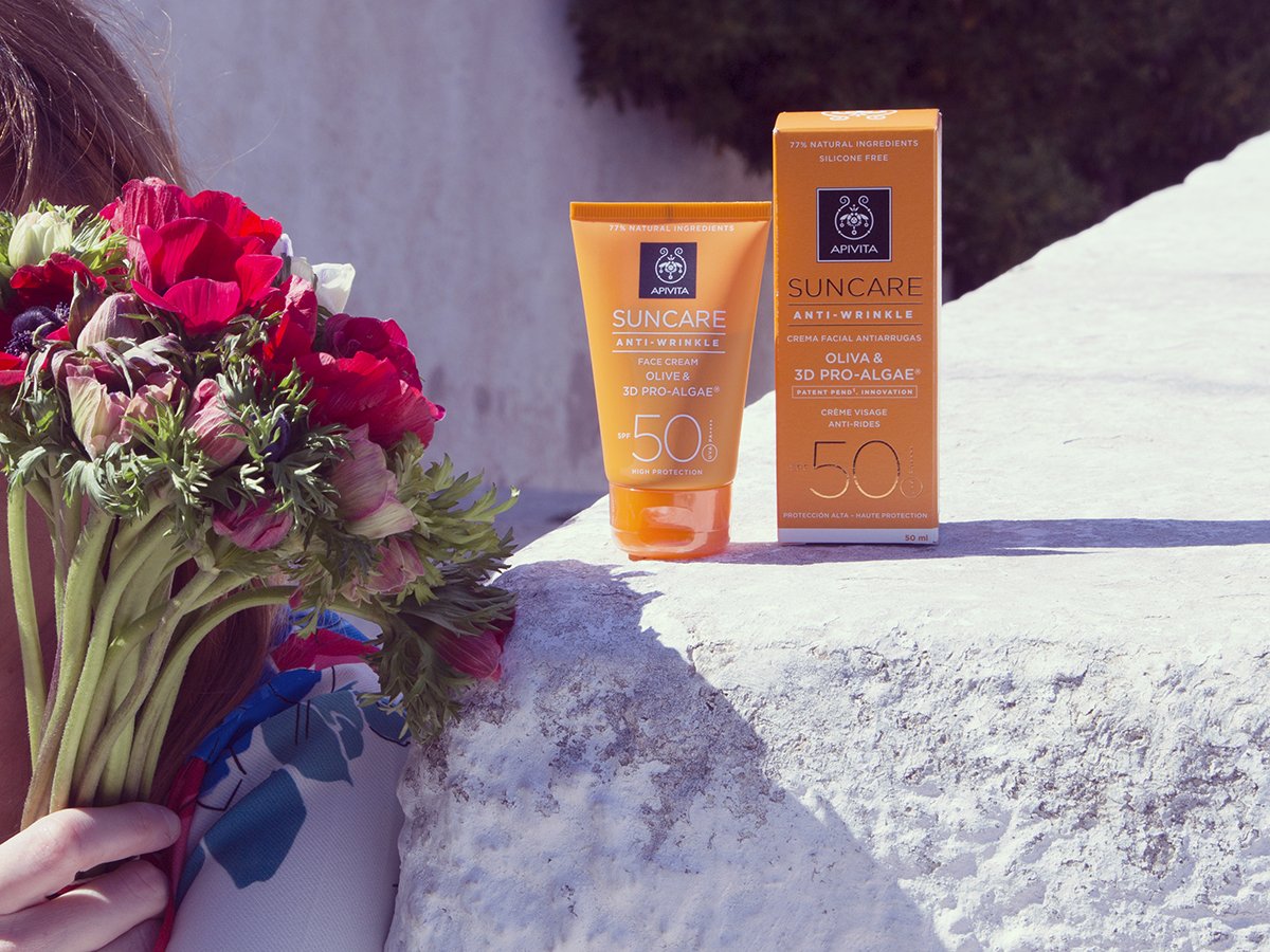 ApivitaSA's tweet photo. Don't hide, let's #facethesun☀️With the new #antiwrinkle #face #sunscreen w/#olive & #3Dproalgae innovative patent https://t.co/qnHliYvkzF https://t.co/BLV7kpJ3Lj