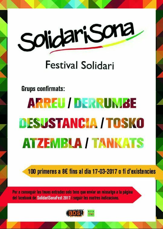 BDSPaisValencia's tweet photo. Bona música, Solidaritat i Drets Humans. No et pots perdre el #SolidariSona d'aquest any:
https://t.co/FcCOgkfvre https://t.co/qxxtiFnuGH