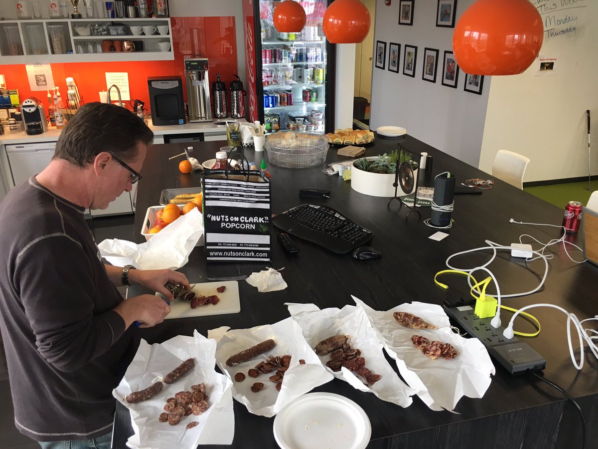 joshkline's tweet photo. I don't go in to the @purestorage Chicago office often. But when I do, it's for homemade #curedmeats by @mikechudz #bienfait #meatplease https://t.co/PzcyPjlV0R