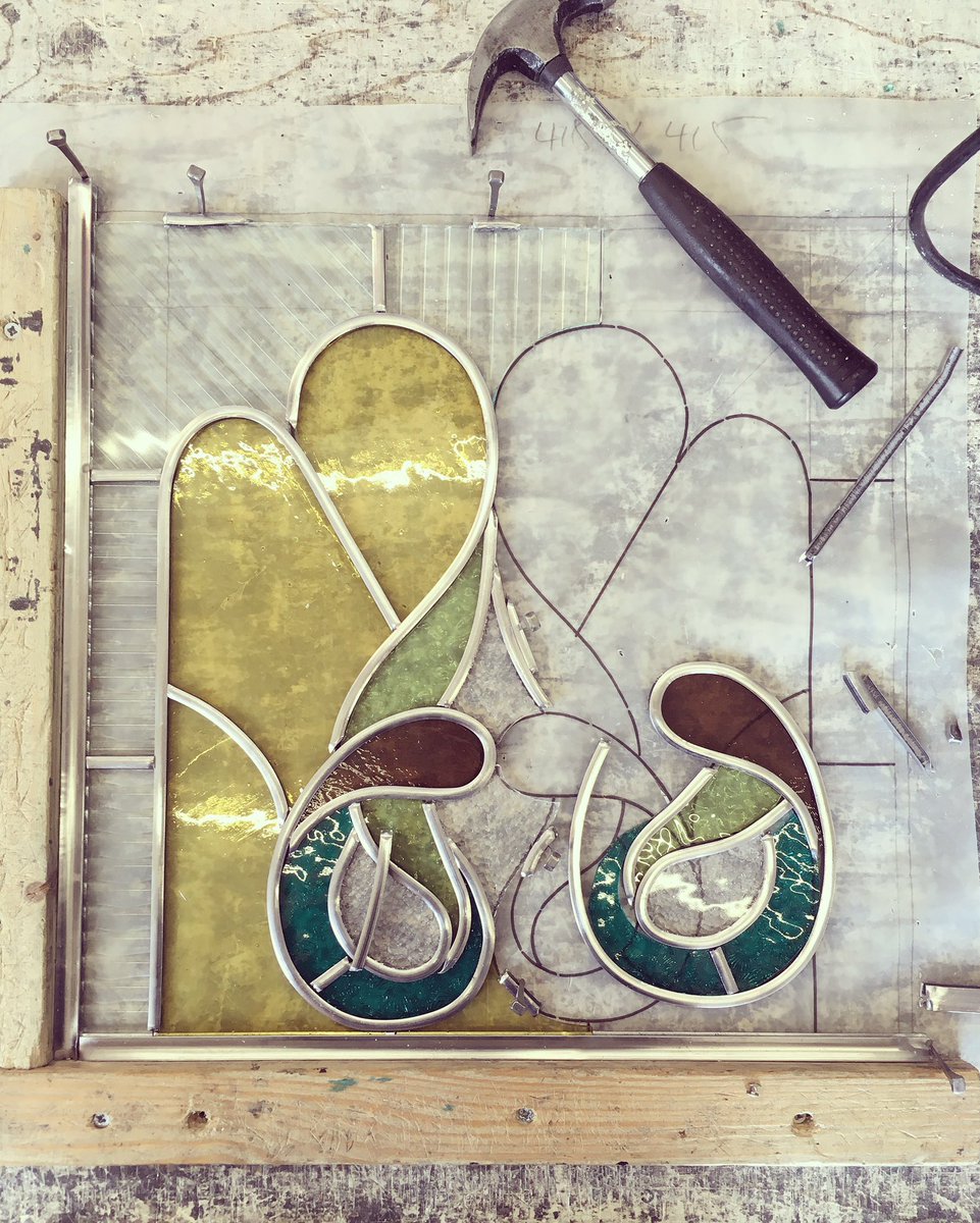 Wednesday 🔨🔨🔨 #cutglassstudio #stainedglass #maker #inprocess #wip #leading #craft #handmade #London