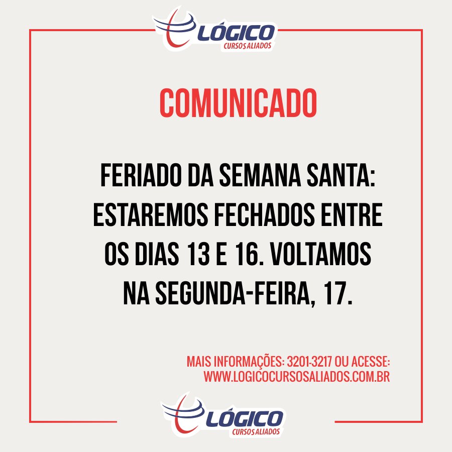 Aproveite para descansar e colocar aquele assunto em dia! 😉 Segunda-feira voltamos com tudo. 😁