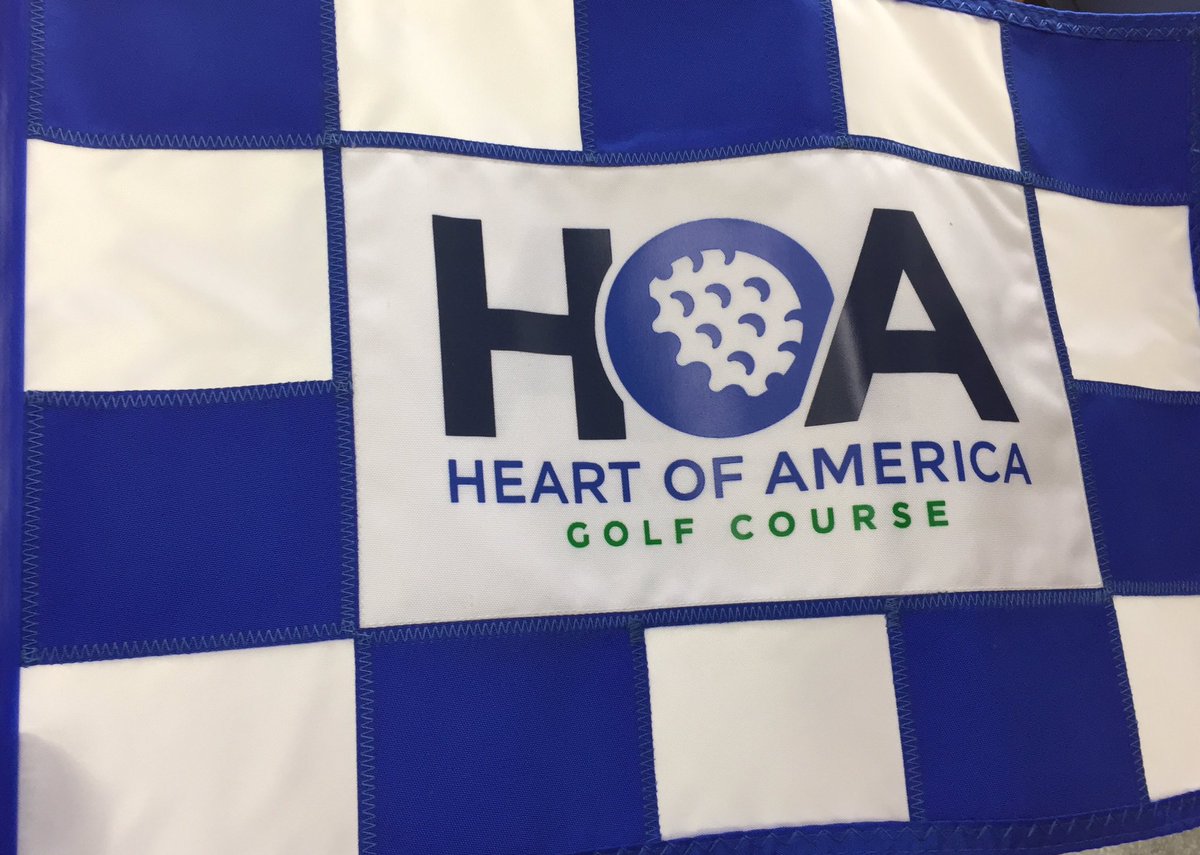 HOAgolfSuper's tweet photo. Sharp, new flags with the new HOA logo. Safe to say 2017 golf season is here. @hoa_golf @TheFirstTeeGKC #golfkc #golf #kcparks https://t.co/3zdhfZMMhl