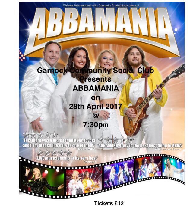 #abbamania 28th April <a href="/GarnockCSClub/">Garnock Community Social Club</a>