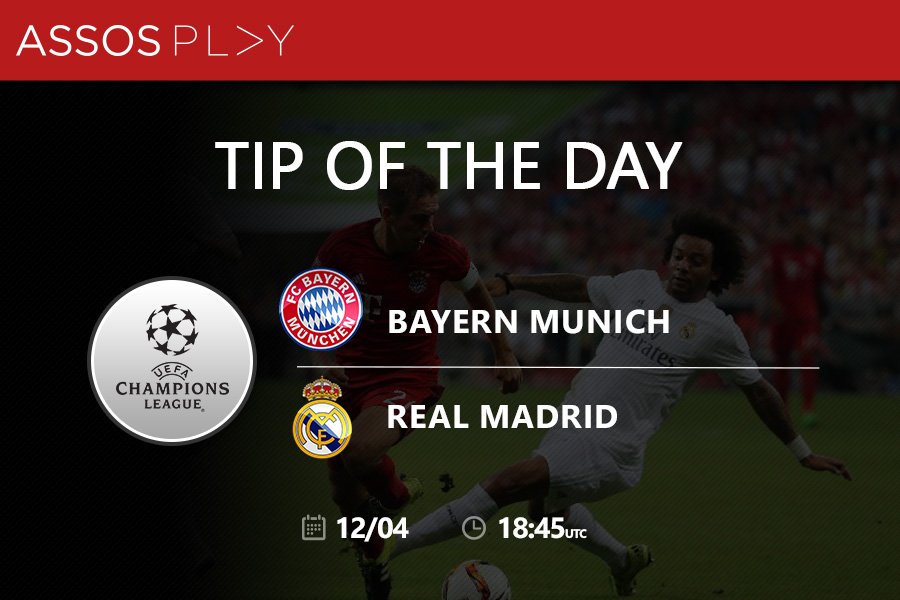 Assosplay's tweet photo. 🏆 #ChampionsLeague
⚽️ #Bayern - #RealMadrid
📅 Wednesday, 12th of April
🔝 Tip: Back Over 2.5 Goals @ 1.50
🎯 https://t.co/HG6waILNvI https://t.co/hlmffgJyLJ