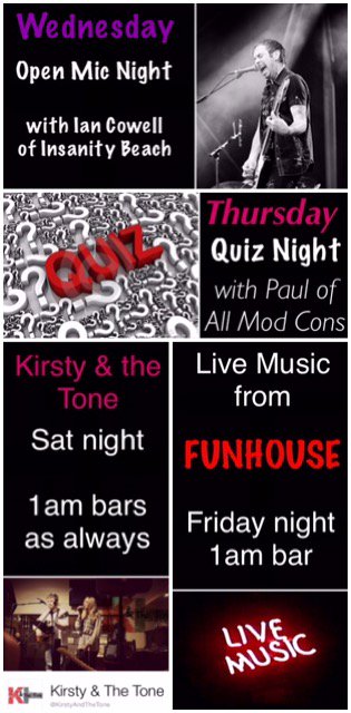 Entertainment each night at The Cock and Pullet. Start celebrating the long weekend early.