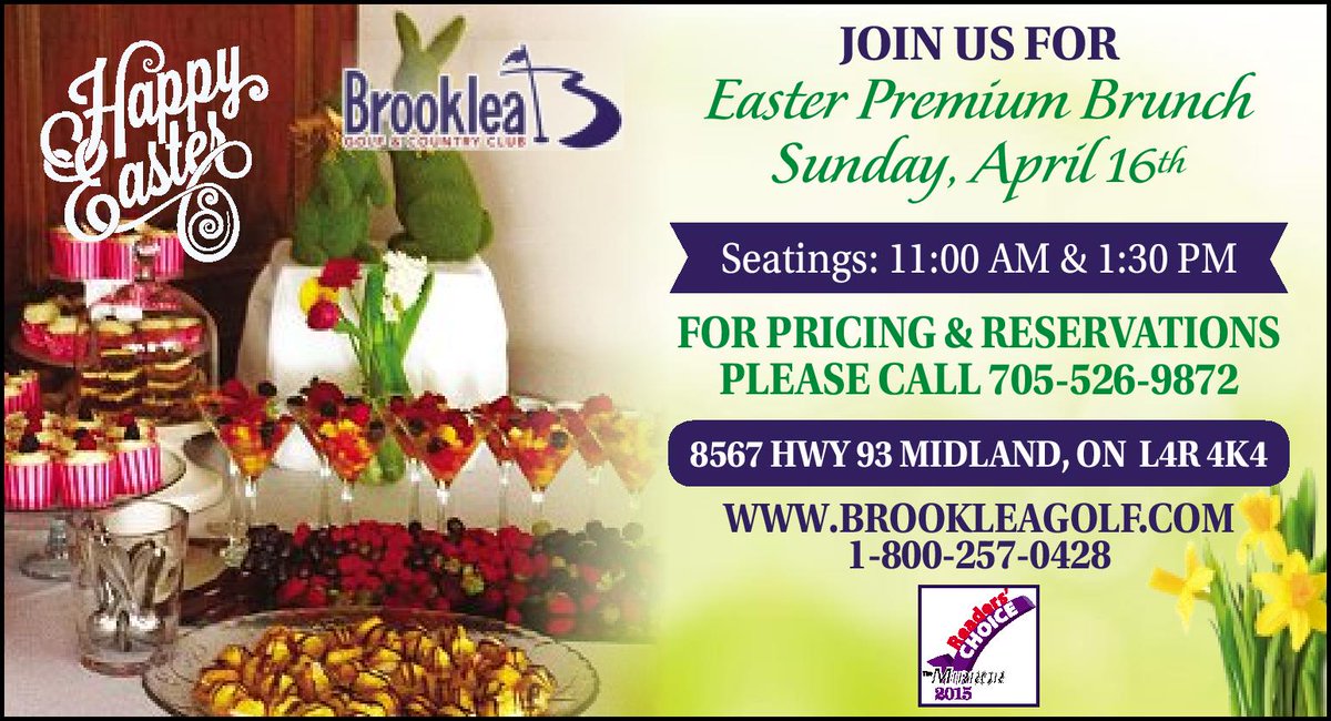 Don't want to cook this Easter Holiday? Join us for our delicious Premium Sunday Brunch! Call 705-526-9872 for reservations!