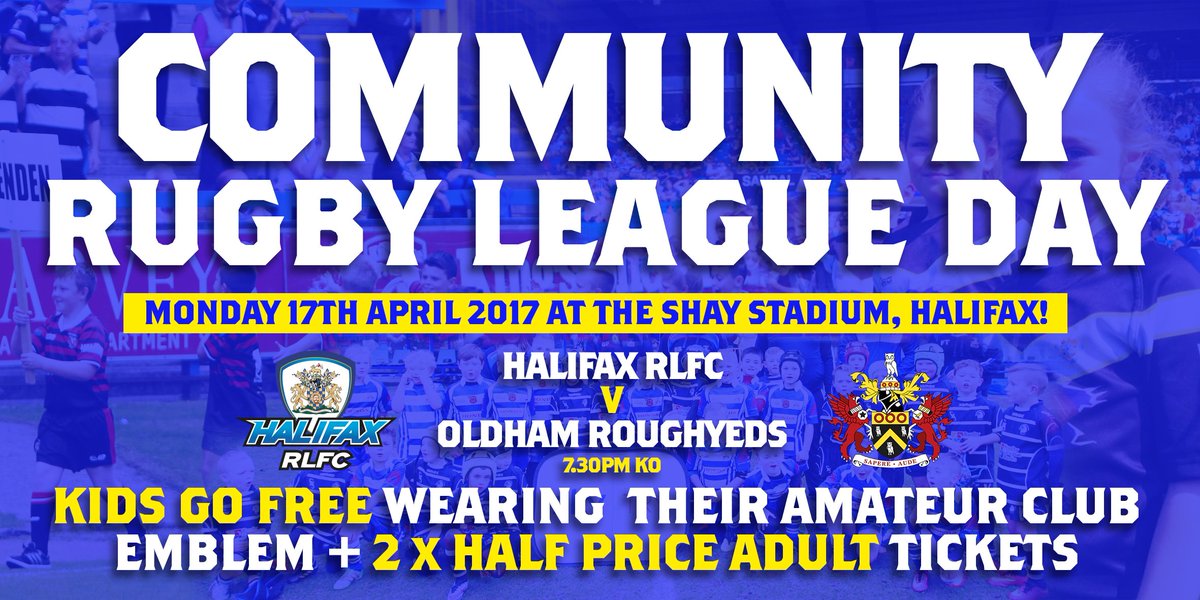 FREEBIES: We're giving back to ALL Community Rugby League Clubs this Monday V <a href="/Roughyeds/">Oldham RLFC</a>! Read more: halifaxrlfc.co.uk/article/49431/…