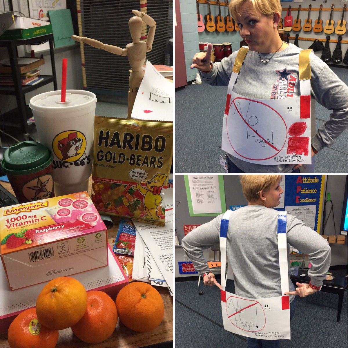 ArtsyJohnson's tweet photo. My Art helpers don't want me to get sick before the @IRONMANtri Made me these awesome signs #nohugs #cantGetSick #MyArtHelpersRock https://t.co/wlXfVYoodr