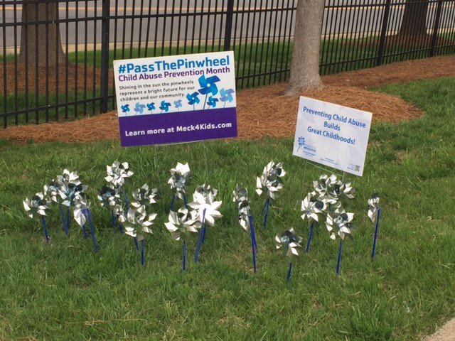 CMS Edu Center is showing support for #CAPMmonth with their pinwheel garden that symbolizes the bright future kids deserve. #CMSpinwheel