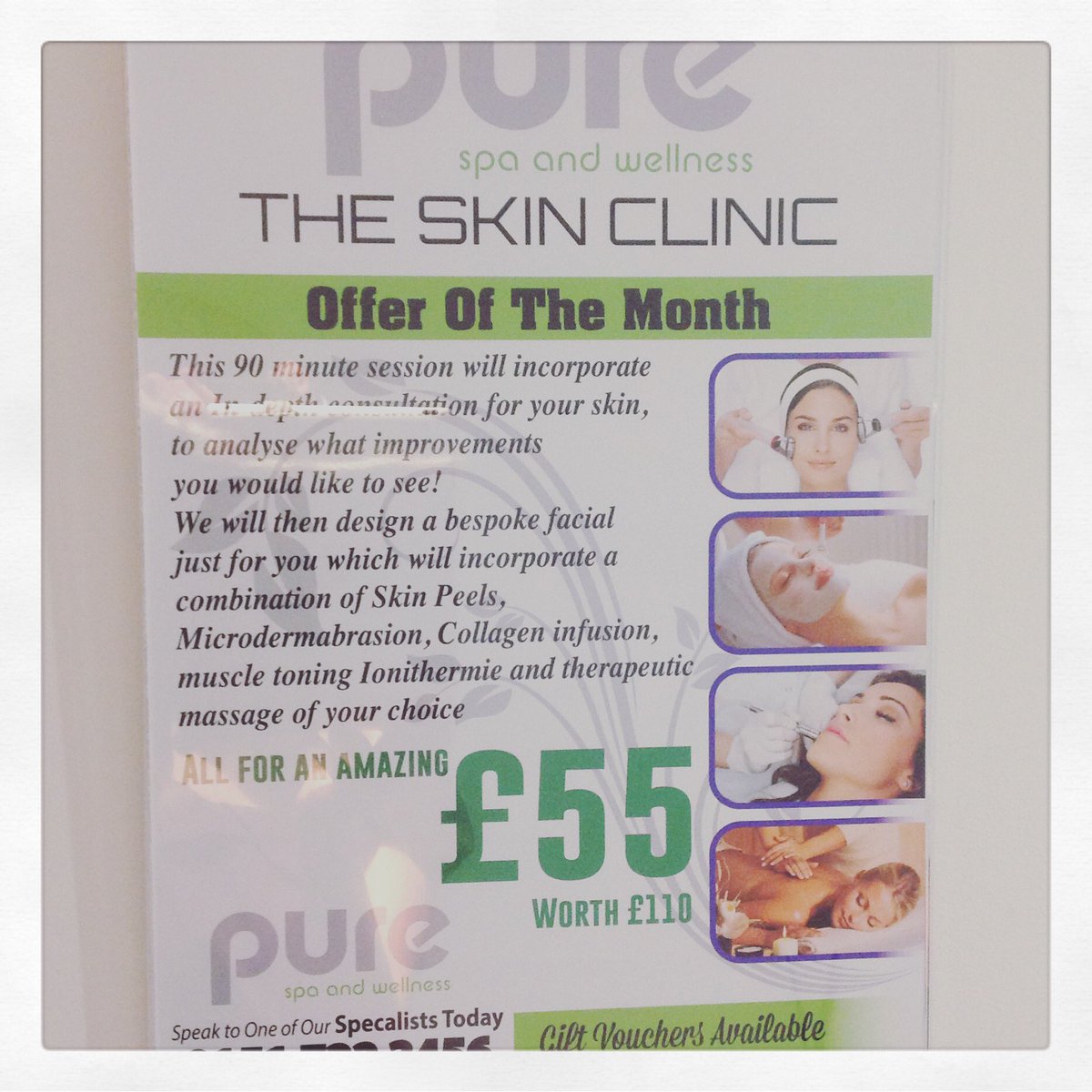 purespa_uk's tweet photo. Skin Clinic is back, limited space so be quick. 90 minutes of pure relaxation with a facial designed for you! Call us to book 01517223456 💕 https://t.co/wnUsVoUsNR