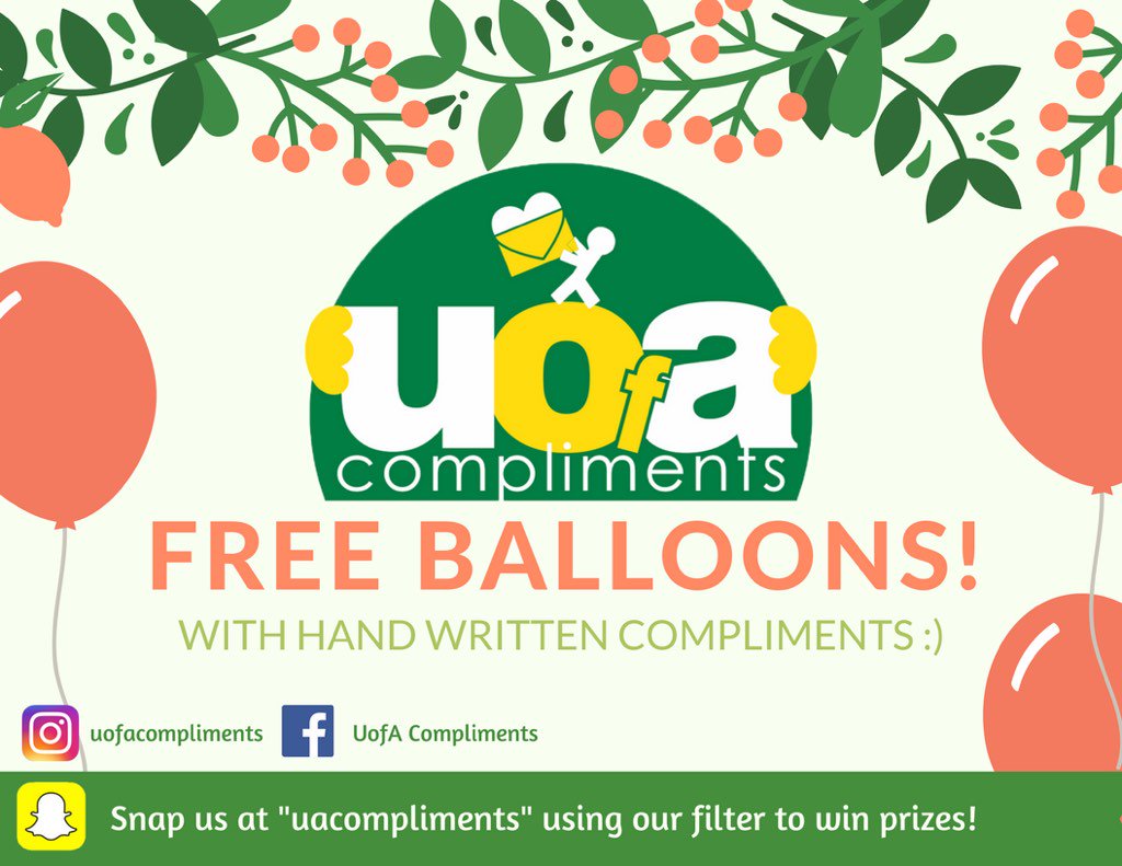 UofACompliments's tweet image. #positividay ! Follow us on social media to keep up with the festivities. We'll be opening shop at 11am in Quad :D