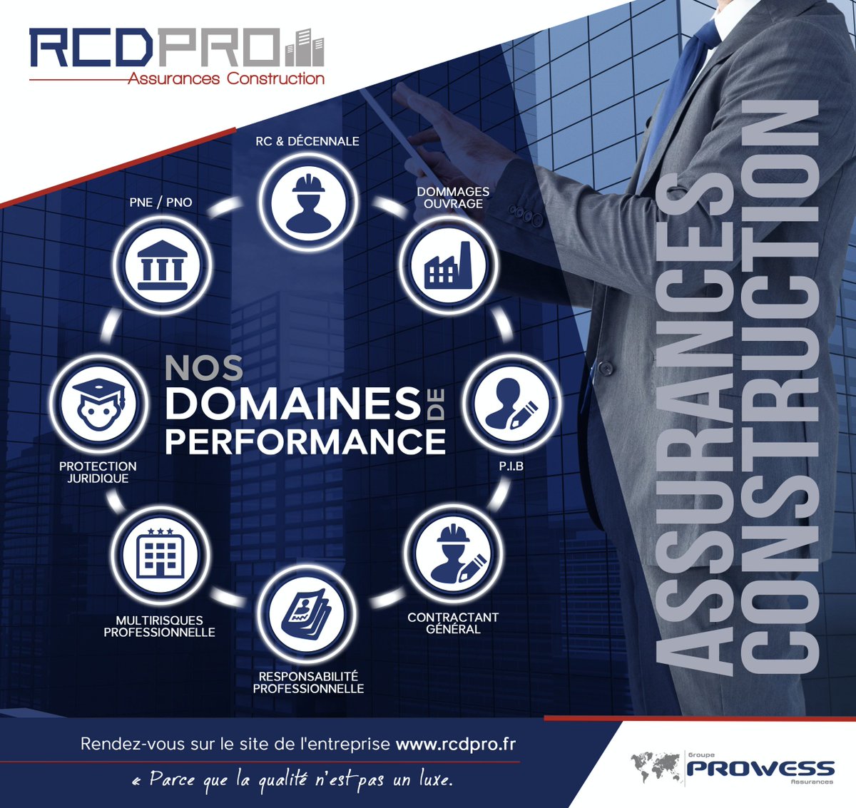 rcdpro's tweet photo. On a le plaisir de vous présenter nos domaines de performance. #Assurance #Construction #Courtage #Domaines #RCDPRO #GROUPEPROWESS https://t.co/MMIA1B6jNh