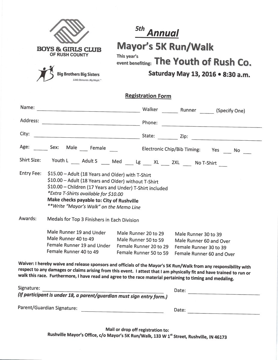 Come out and support your local Boys &amp; Girls Club by participating in the Mayor's 5k Race on May 13th!