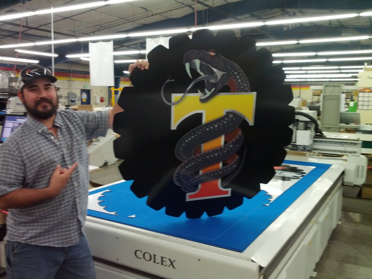 CompositionCopy's tweet image. A sign in a complex shape? And it's made of metal? No problem, we didn't buy our Colex Cutter just for its looks, you know!