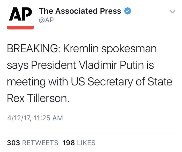 RepMaxineWaters's tweet photo. That was quick. Tillerson asked foreign ministers yesterday why US taxpayers should care about Ukraine. Now he's meeting w/ Putin. https://t.co/xFhtIYS2Jk