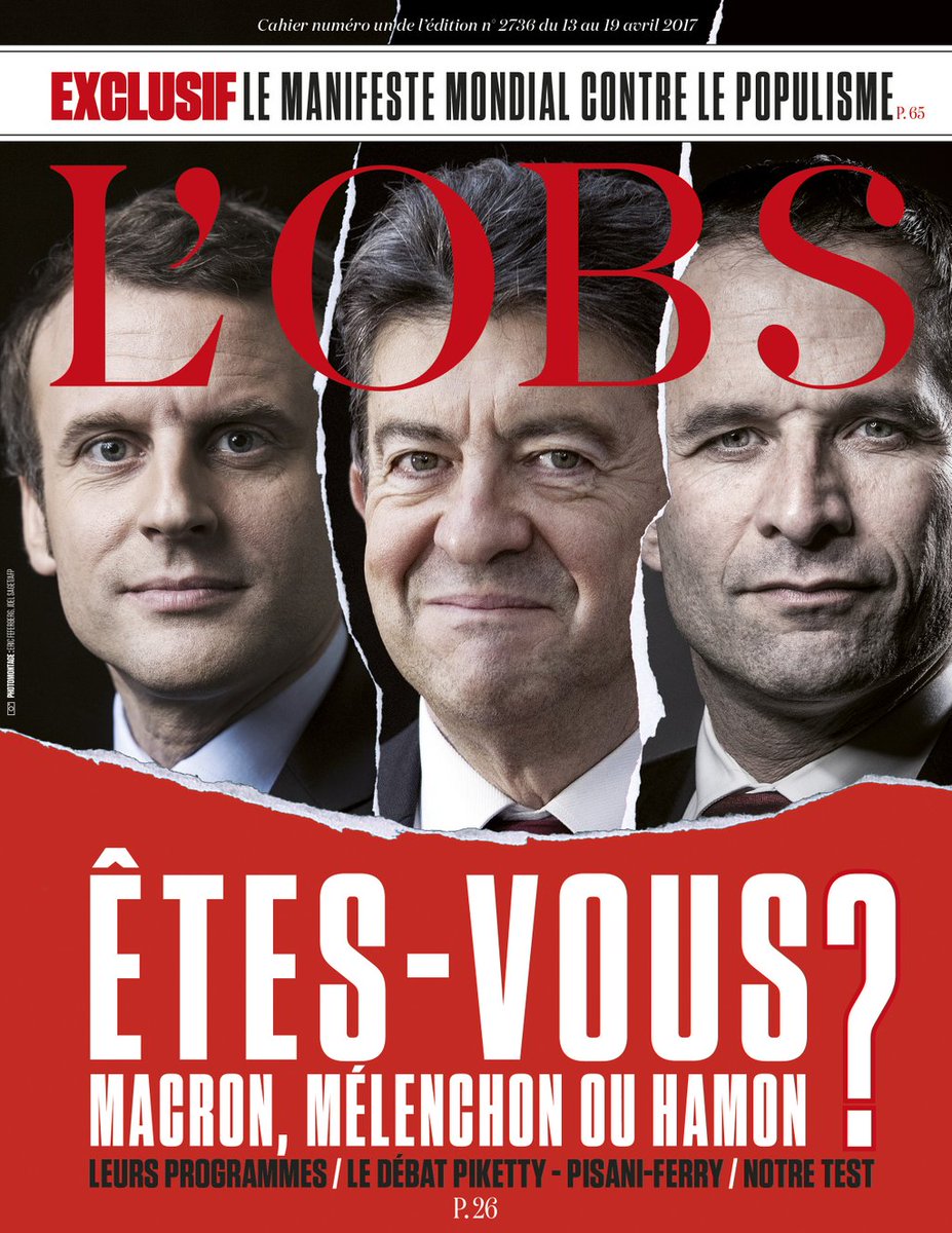 LincisifOff's tweet photo. #DansLesKiosques
- Êtes-vous sûr de votre choix ?
(@Le1hebdo)

- Êtes-vous #Macron, #Melenchon ou #Hamon ?
(@lobs)

#Presidentielle2017 https://t.co/RZtZb6RjmX