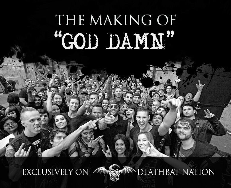 TheOfficialA7X's tweet photo. The #GodDamn music video was charged with energy from our fans. Go behind the scenes now only at Deathbat Nation: https://t.co/X10XTfhwJA https://t.co/TueWjWs5EW