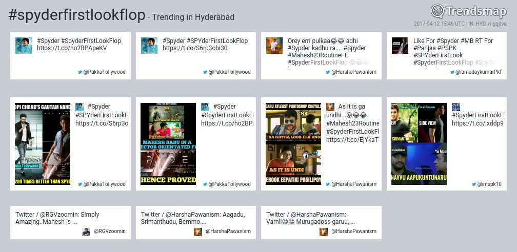 TrendsHyderabad's tweet photo. #spyderfirstlookflop is now trending in #Hyderabad
https://t.co/mZNeI27hFc https://t.co/teXtFkhMcu