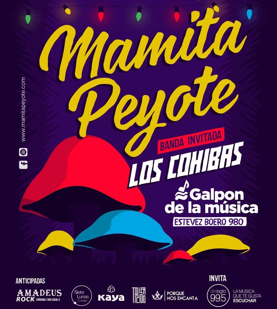 Este Sábado 15/04, <a href="/mamitapeyote/">Mamita Peyote Oficial</a> + <a href="/loscohibas/">Los Cohibas</a> en el Galpón de la Música #Espacio75 #Rosario. /+ Info: ow.ly/QW7X30aJ6ge