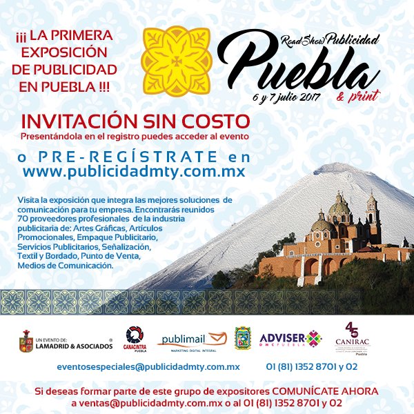 ConvencionesPue's tweet photo. 6 y 7 julio . Roadshow Publicidad Puebla  . Centro de Convenciones Puebla
@Publicidad_Mty
https://t.co/R7SVeu1Bz4 https://t.co/fJAxYYUR83