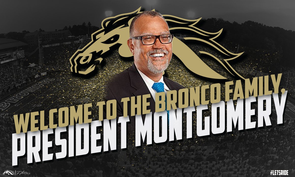 We're excited to welcome <a href="/WesternMichU/">Western Michigan University</a>'s 9th President Dr. Montgomery into the Bronco Family! #WelcomeDrMontgomery