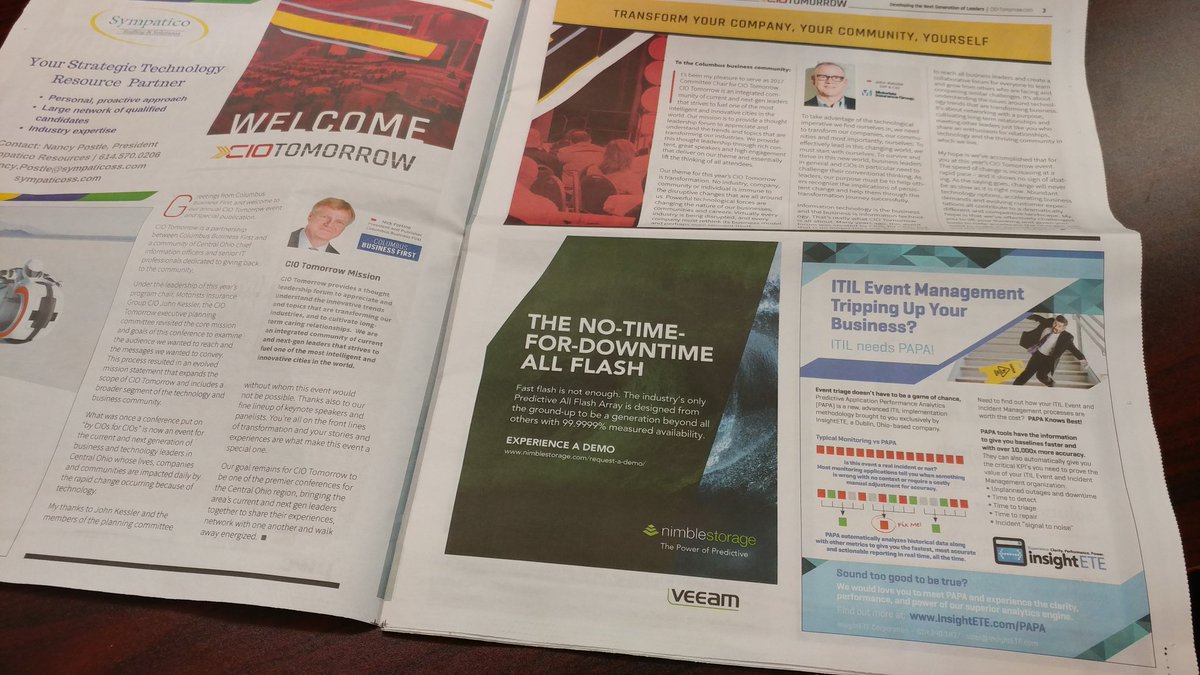 InsightETE's tweet photo. @CIOTomorrow fantastic ad placement for us in @Biz1stMag #CIOtomorrow #PAPAisHere https://t.co/JiacmyXMF8