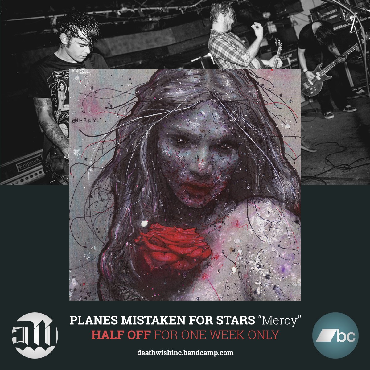 deathwishinc's tweet image. Grab a copy of @planes666 “Mercy” on @Bandcamp for only $4! One week only!

Get it 👉 bit.ly/2p8feF6

#dwbandcampsale