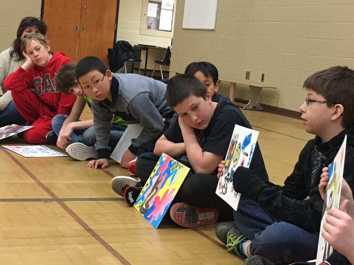 Jr Division boys <a href="/alcdsb_sttm/">St. Thomas More CS</a> sharing their Miro art and #perspective on each other's creations! <a href="/MrsKCanning/">K. Canning</a> @j_p_r_3 #community #circles