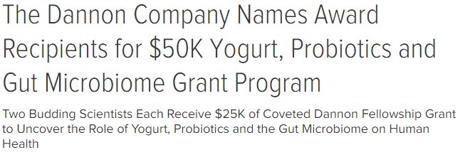 Excited to announce our 2016-2017 Dannon Gut Microbiome, #Yogurt &amp; #Probiotics Fellowship #Grant recipients, Erin Davis &amp; Haley Chatelaine!