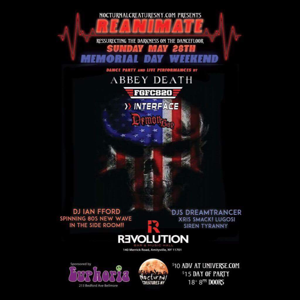 The first of two great shows to kick off the summer. #Reanimate yourself this Memorial Day weekend at Revolution Bar in Amityville.