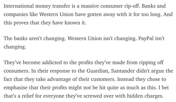 CBinsights's tweet photo. Battle!! @transferwise CEO/co-founder is not mincing words here in his disdain for banks 
https://t.co/SGmmgcTI01 https://t.co/4jJXosQQke
