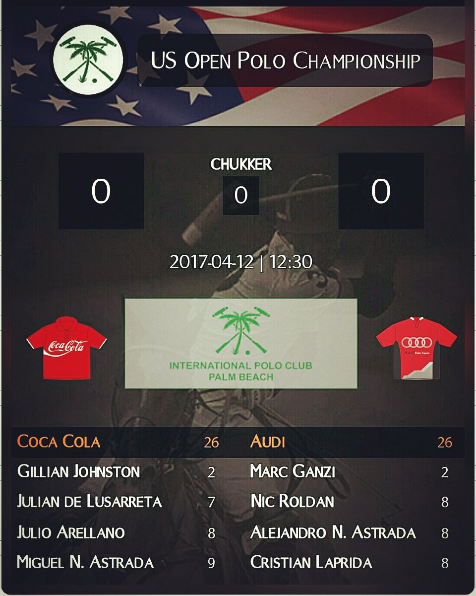 ChukkerApp's tweet photo. #lineup #cocacolapolo vs #audipoloteam
#date4 2017 #usopenpolochampionship
@PoloAssociation @intlpoloclub
Follow with our app @ChukkerApp https://t.co/OoYgj7PPqM