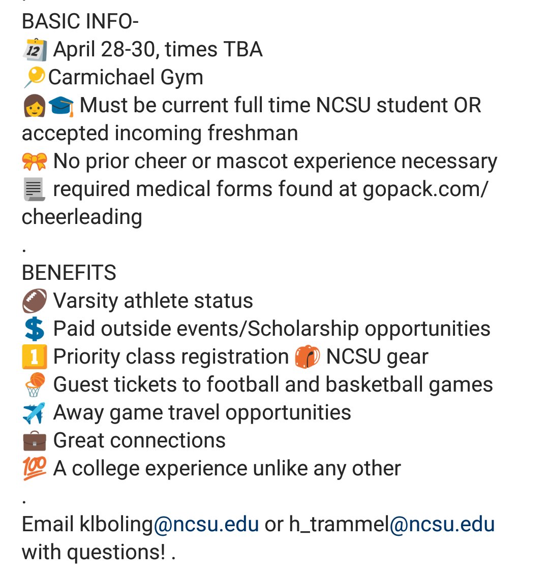 MrWuf_NCSU's tweet photo. SPREAD THE WORD!! Mr. and Ms. Wuf tryouts are almost here! https://t.co/iBnKsAFUeO