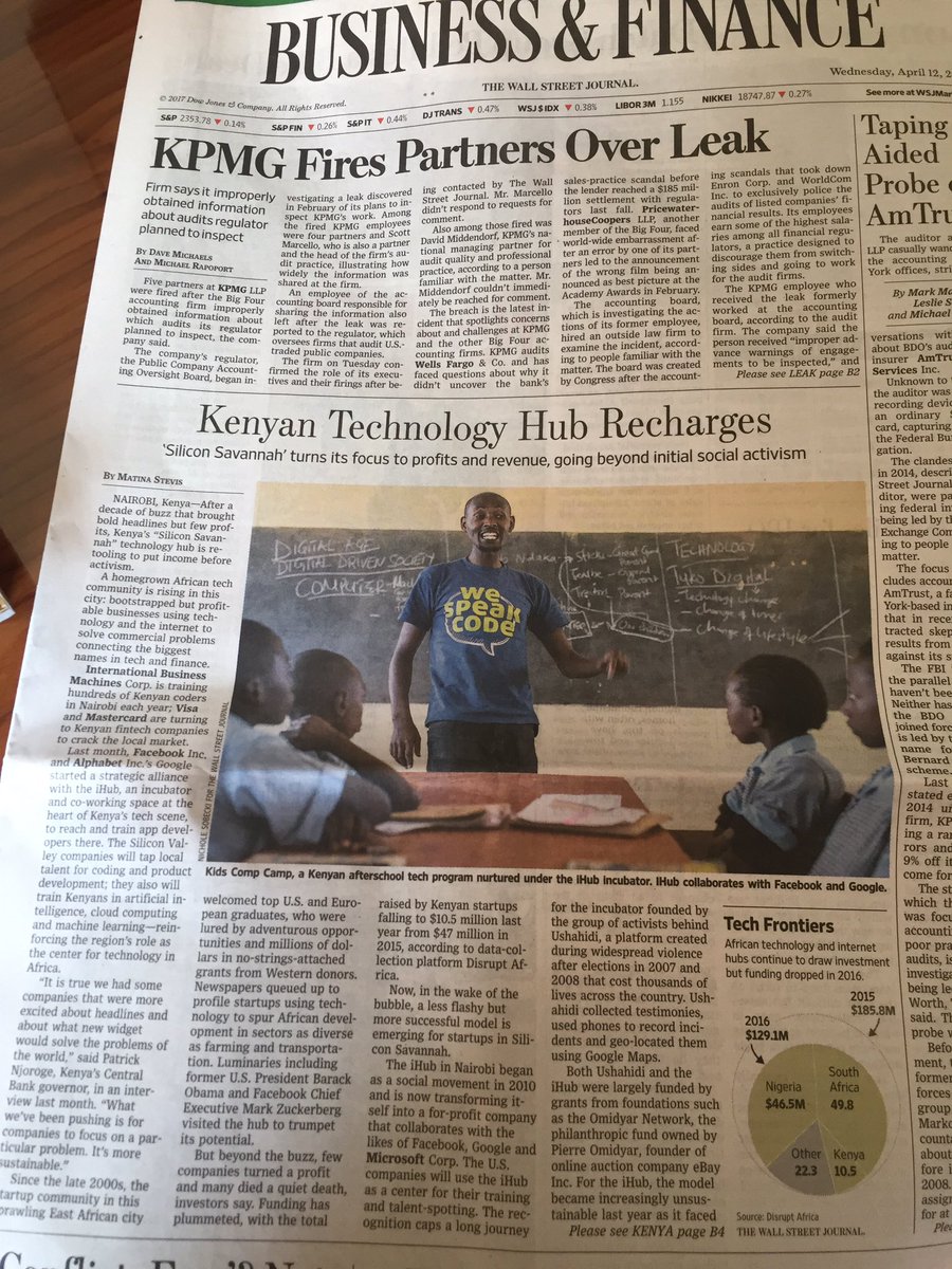 I've been following @iHub for a few years now from afar and it's awesome to see them covered in @WSJ! #siliconsavannah #techinafrica
