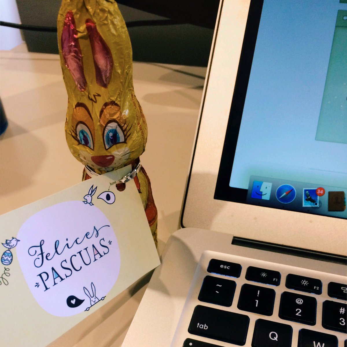 codeshaped's tweet image. Just arrived on our desk: a bunny that lays chocolate eggs... or something like that. Thanks @UruIT for this gift! Happy Easter fellows!