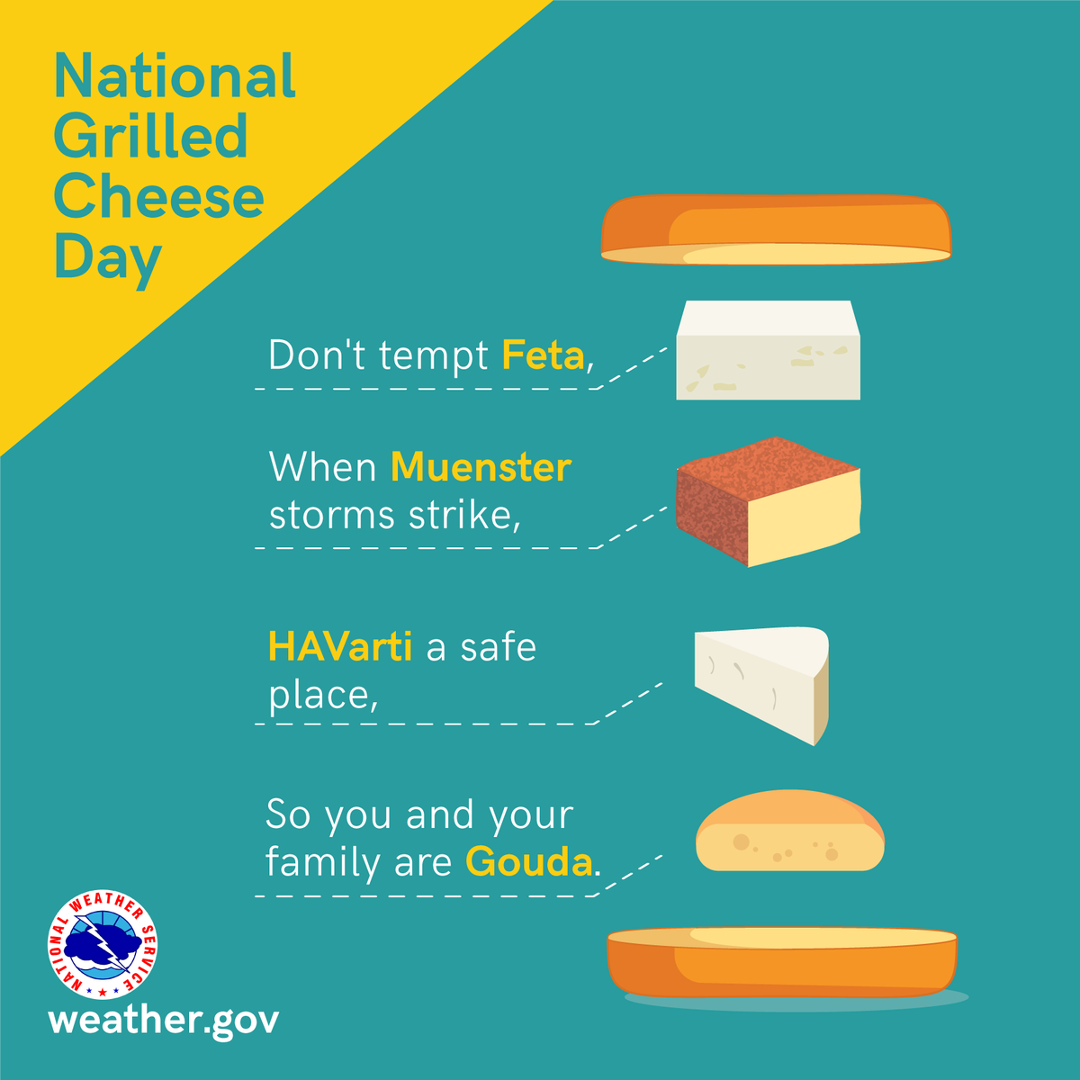 We love cheese🧀, and we love weather preparedness⛈️, sooo...this isn't weird at all 🤣#NationalGrilledCheeseDay