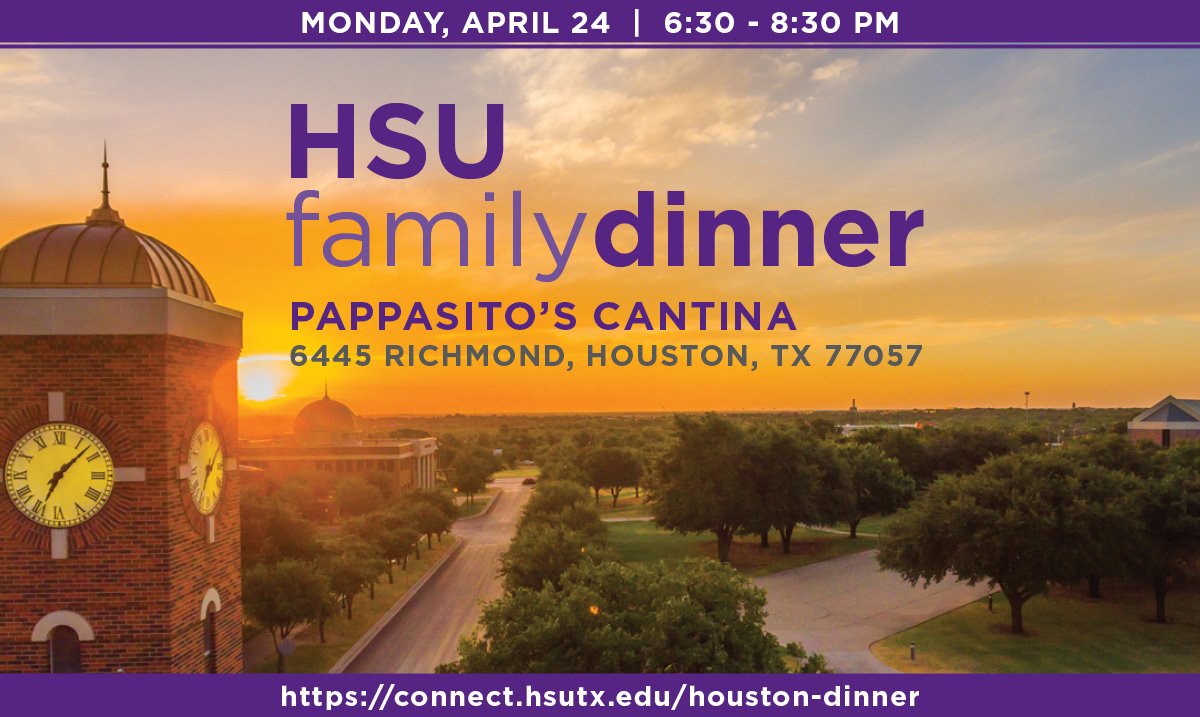 HSUAlumniTravel's tweet photo. #HSUAlumni - Meet President Bruntmyer at Pappasito's in Houston on April 24! Details: https://t.co/2y051mUaTq
#HSUConnectedForLife https://t.co/YbvLh1XhPM