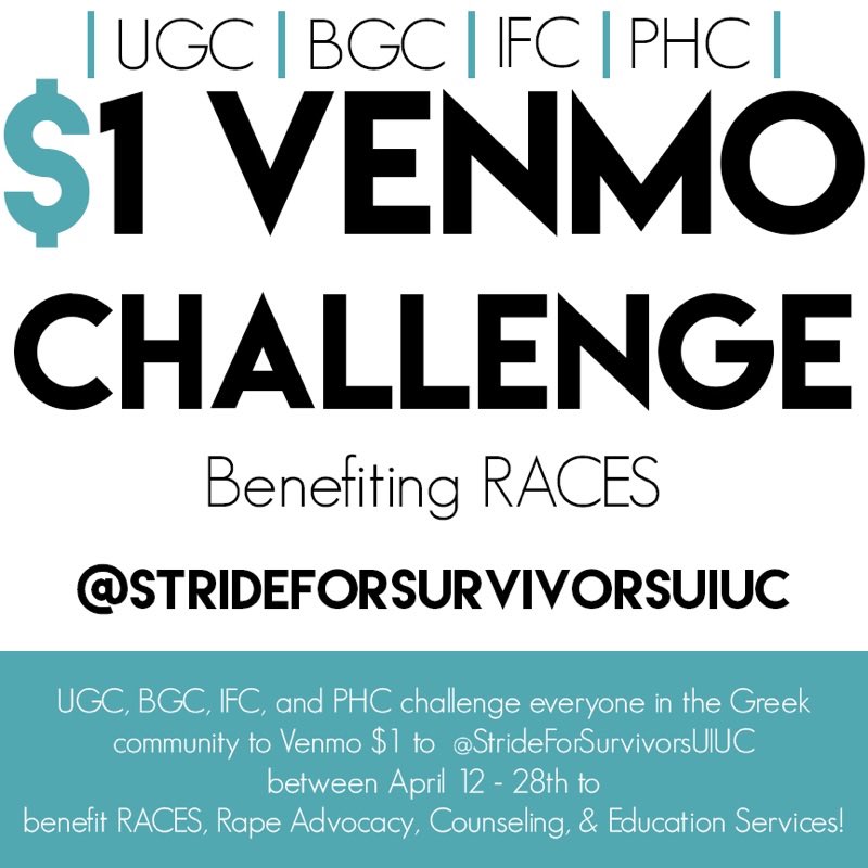 IllinoisPHC's tweet photo. We are challenging the Illinois Greek community to Venmo $1 to @strideforsurvivorsuiuc to benefit RACES! https://t.co/SkGsuCZcJM