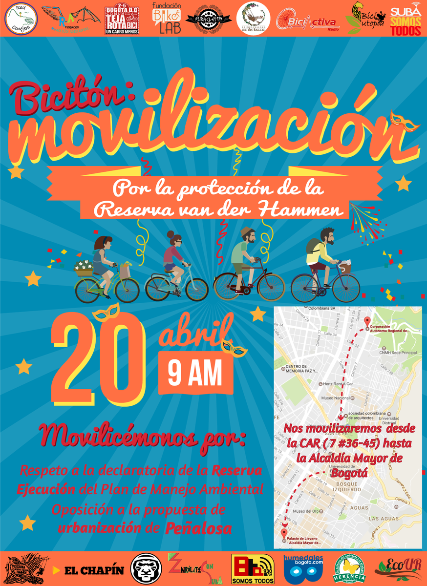 ReservaVDHammen's tweet photo. Abil 20 Bicitón: Movilización ProReserva van der Hammen
🌿Respetar la Declaratoria  
🌱Implementar el PMA
🍃No al plan para su urbanización https://t.co/FEWyPdtvos