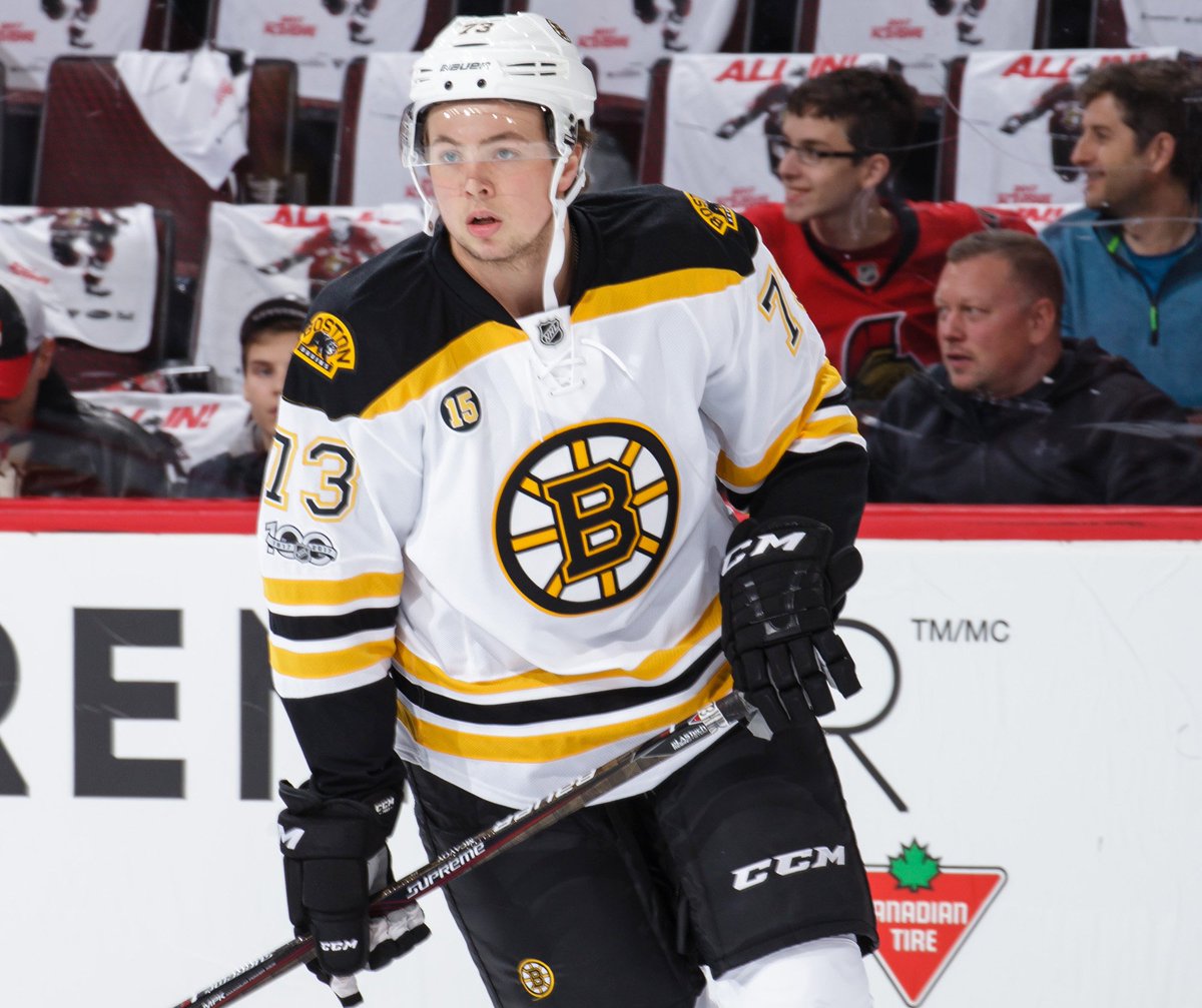 NHLBruins's tweet photo. Congrats to @CMcAvoy44 on making his NHL debut! https://t.co/uy6CwLlmMA